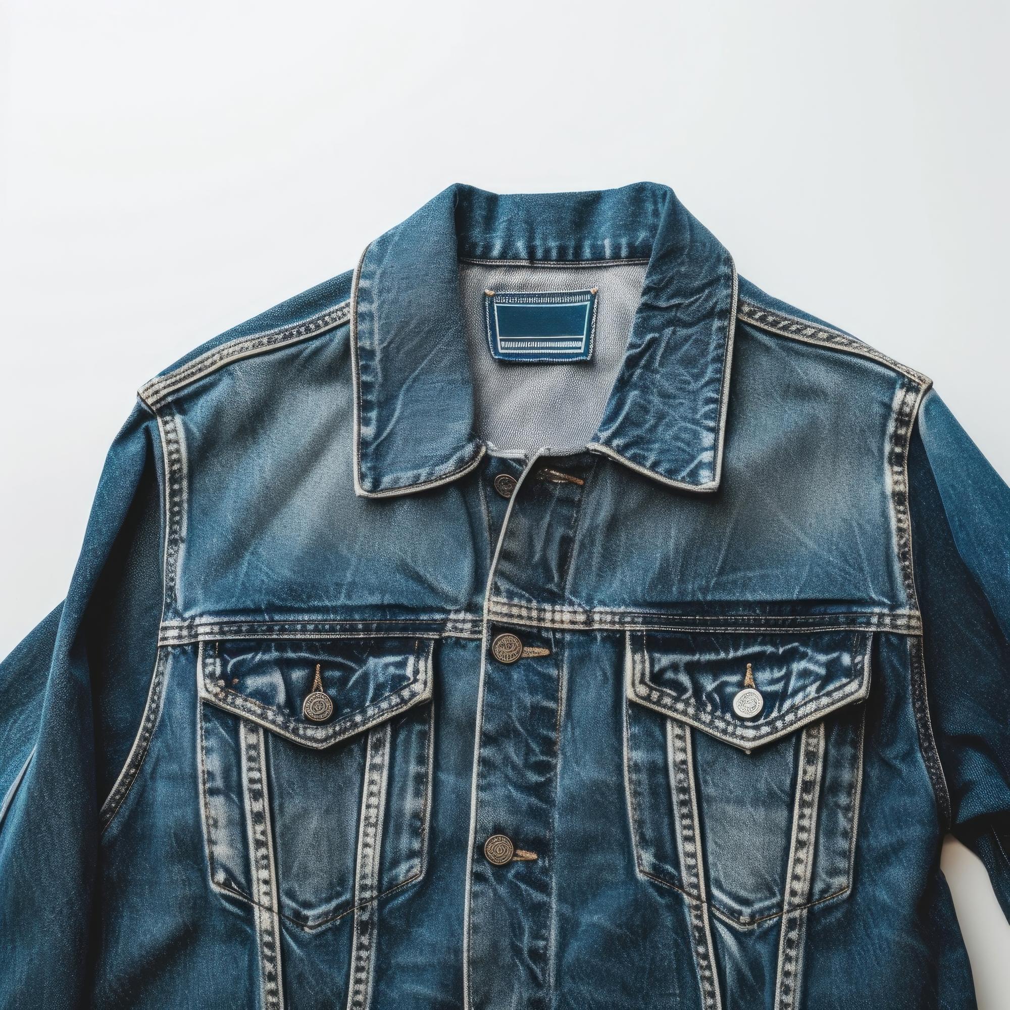 Monogram embroidery on denim jacket